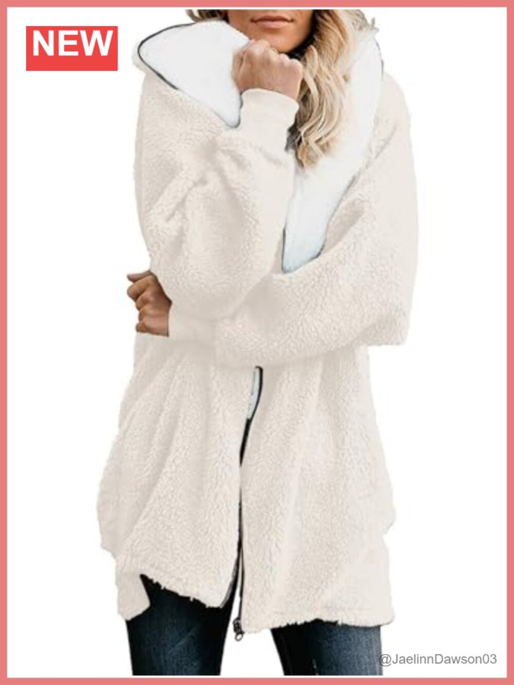 Women's Oversized Sherpa Fleece Zip Up Hooded Jacket Fuzzy Warm Winter Coat